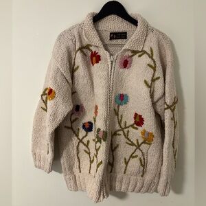 Vintage Floral Knit Women Cardigan